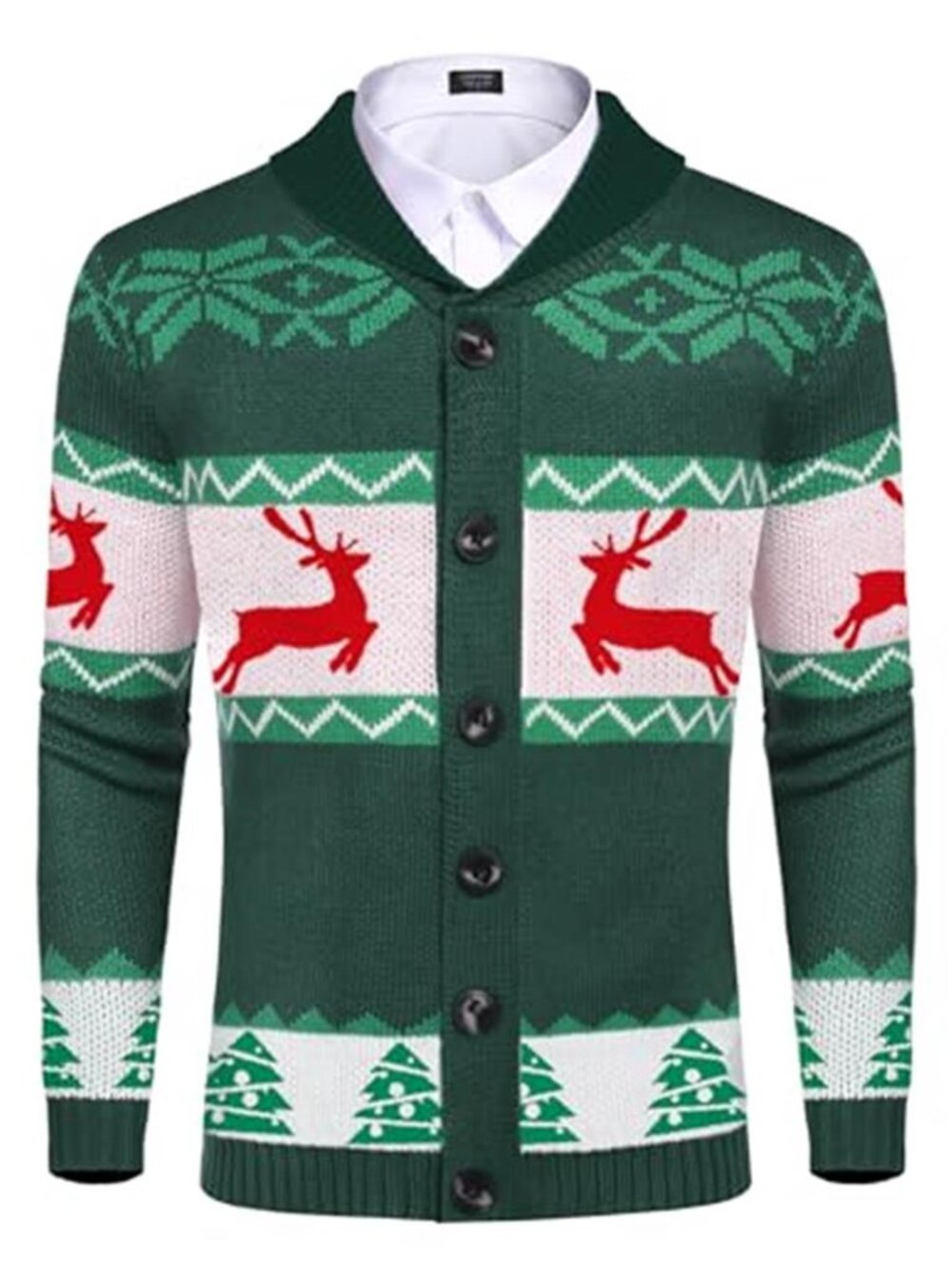 Men's Christmas Cardigan Sweater Shawl Collar Knitted Knitwear
